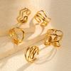 Vnox Stainless Steel Irregular Rings For Women Girls Trendy Gold Color Hollow Wide Open Ring Metal Female Finger Jewelry Gift
