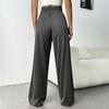 Damen Elastische Taille Hose mit Seitentaschen Fleecegefüttert Dicke Weite Beine Jogginghose Einfarbige Gerade geschnitten