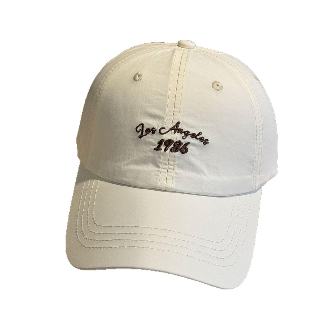 New letter-embroidered quick-dry baseball cap for women, Japanese style, wide brim, deep crown, face-slimming, sun-shading, sun-protective cap for