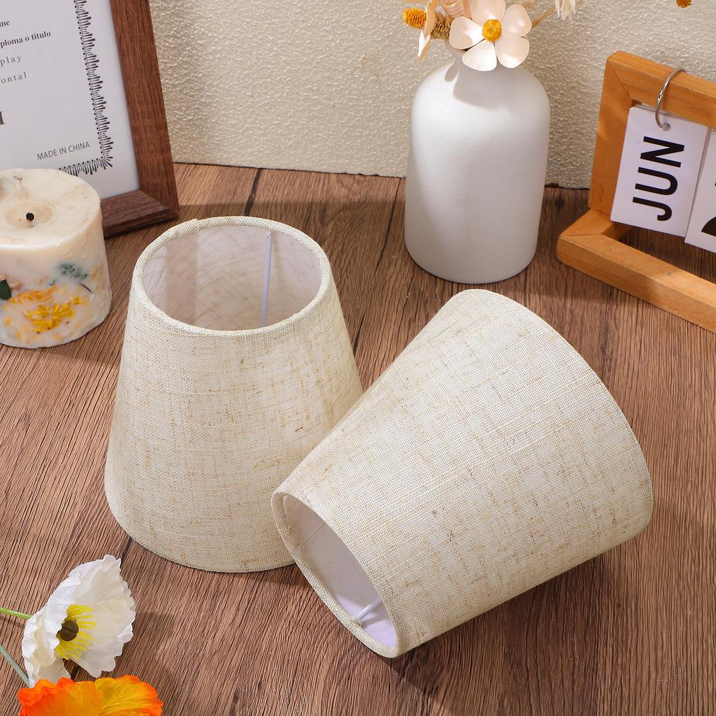 2pcs Decorative DIY E14 Modern Linen Fabric Ceiling Pendant/Table Lamp Replace Drum Light Shade Cover For Home Living Room Hotel