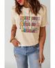 Azura Exchange MOMLIFE Slogan Graphic Print Crew Neck T Shirt in Khaki
