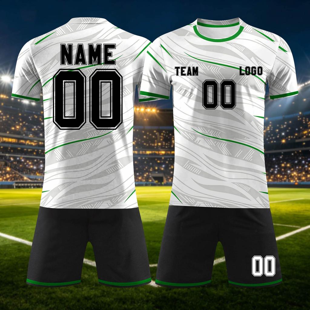 Customizable DIY Sports Jersey Set with Personalized and Number for Team Training or Short Sleeve Top and Shorts Suitable for Adults and Youth