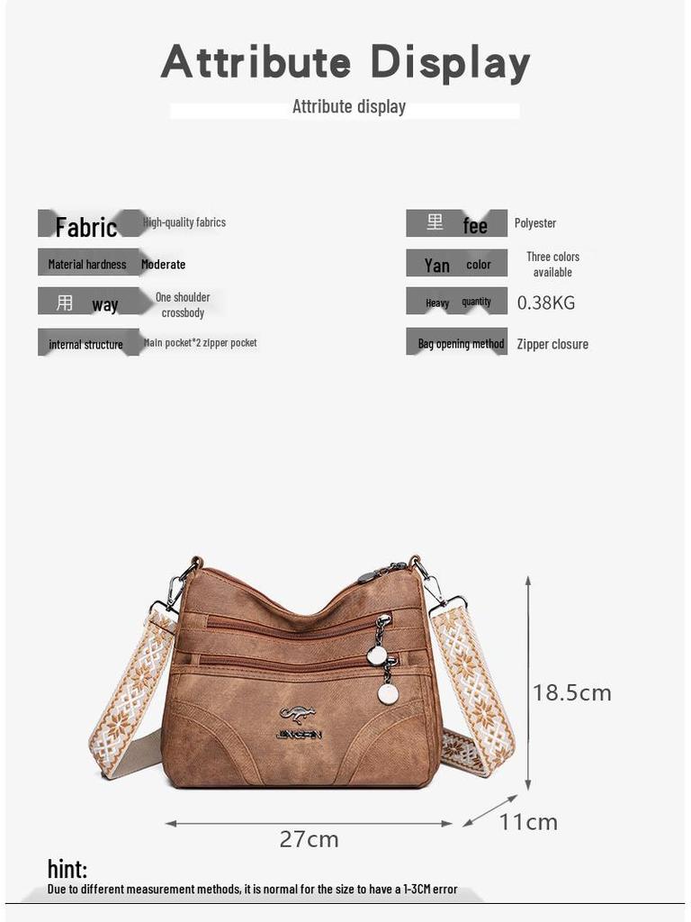 Stylish Multi-Compartment Crossbody Bag for Mature Women