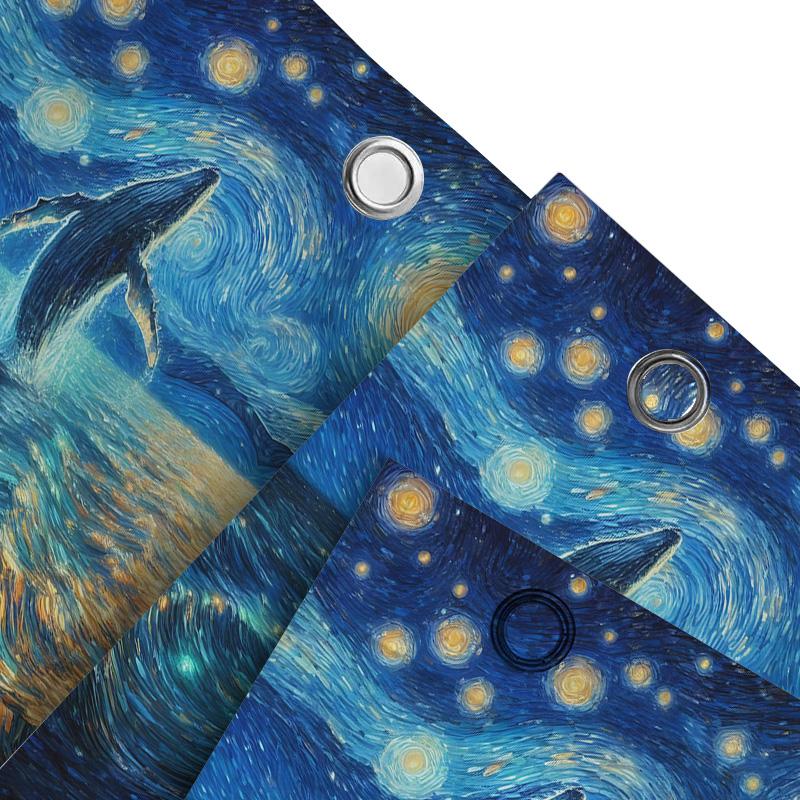 Starry Night Whale Shower Curtain Inspired By Van Gogh Artwork Add A Touch Of Magic To Your Bathroom Decor Complimentary Hook