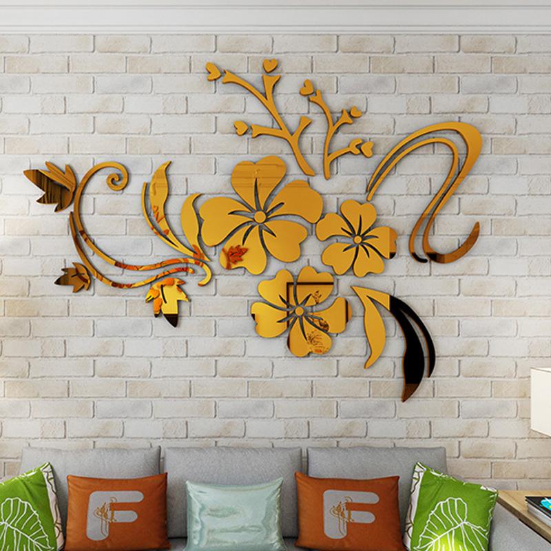 Blumen Spiegel 3D Dekorative Wandaufkleber, Kunst Muralist Für Schlafzimmer TV Hintergrund Dekoration 40cm * 60cm Abnehmbare Heimdeko