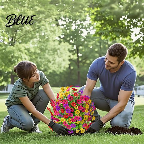 Decorative Faux Flower Stakes 22" Artificial Violet Topiary Ball Tree UV Resistant Fake Bushes Shrubs with Protected Flowers Ground Spike