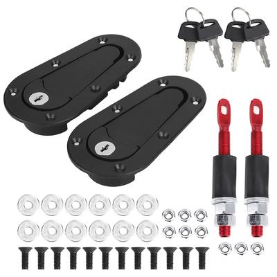 Carbon Fiber Racing Car Hood Pin Universal Bonnet Latch Lock Kit with KeysBlack