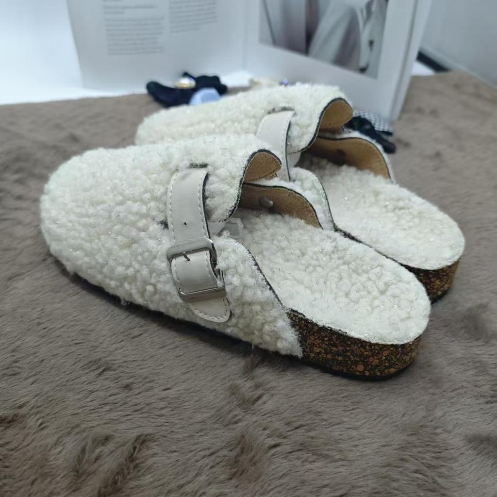 Ladies, Suede Shoes, Fluffy Slippers, Birkent Shoes, Outerwear Shoes, Toe Shoes, Slippers, Warm Shoes