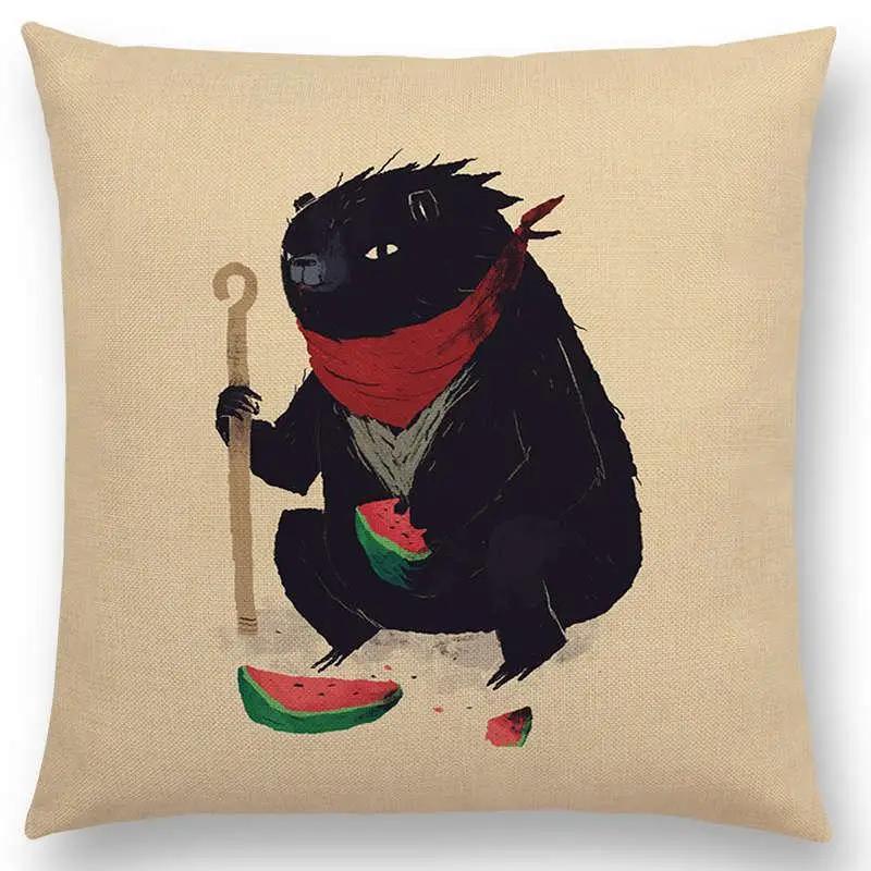 Magical Animals Sofa Throw Pillow Case Fantasy Adventure Fairy Tales Bear Walrus Wild Boar Bird Dog Cushion Cover