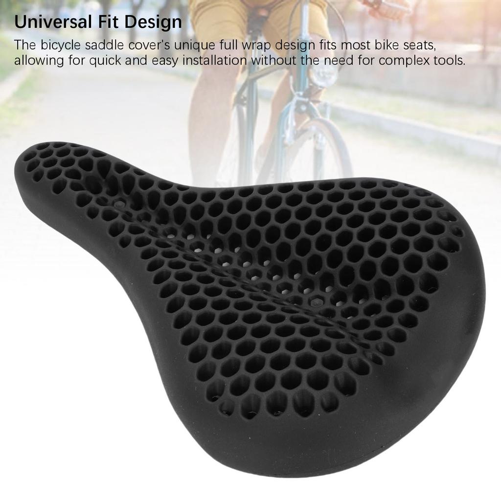 Bike Seat Cushion Cover Silicon Honeycomb Anti Slip Rainproof Ergonomic Bicycle Saddle Cover for Mountain Bikes Road Bikes Black