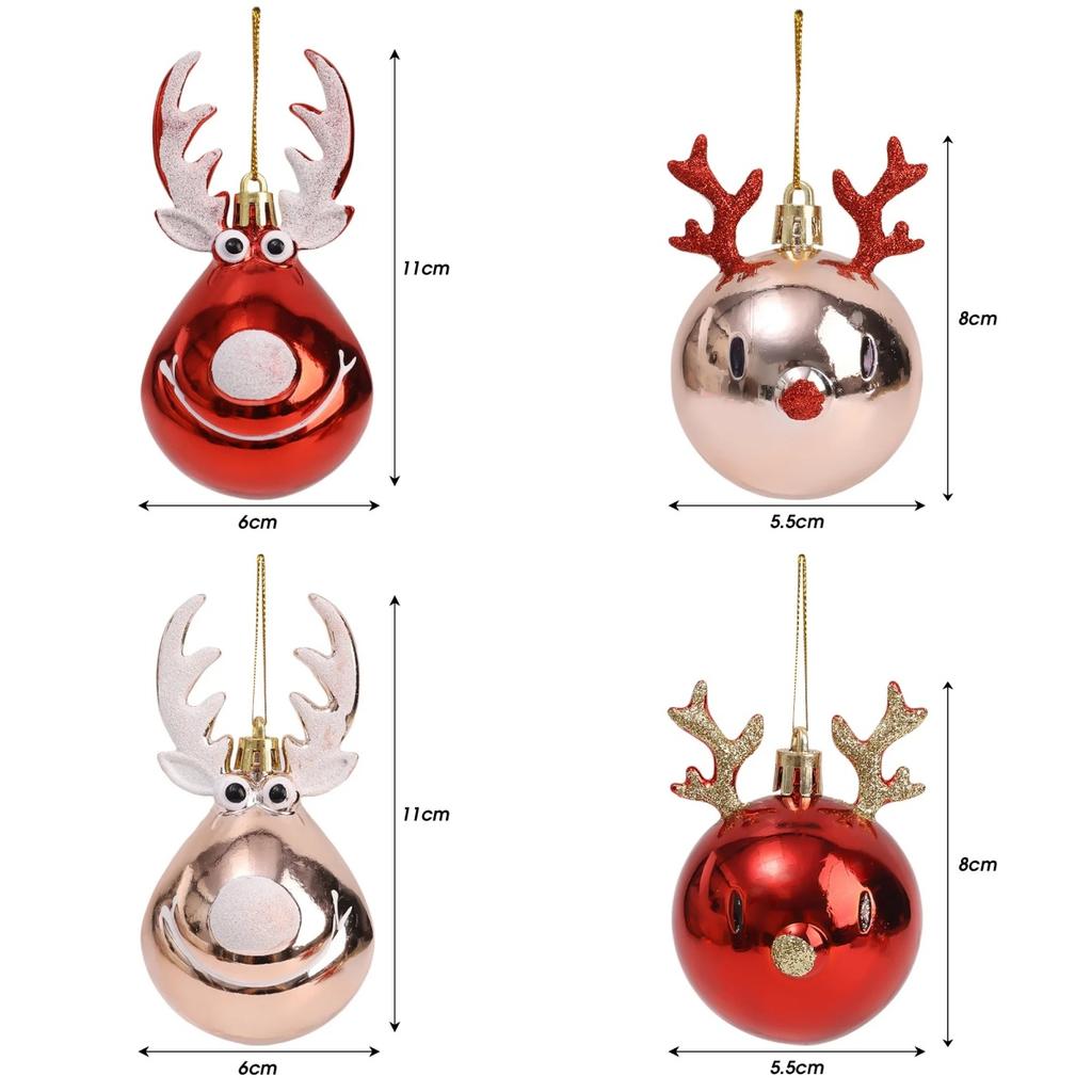 2pcs Elk Christmas Plastic Jewelry Ball Christmas Tree Pendant Home Christmas New Year's Party Festival Decoration Accessories