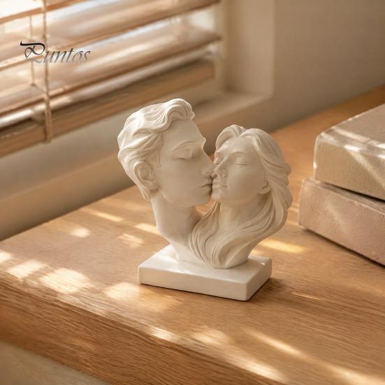 Romantic Art Sculpture 3D Printed Couple Hugging Kissing Statue, Modern Minimalist Anniversary Gift for Couples Desk Shelf, Home Decor Ornament,