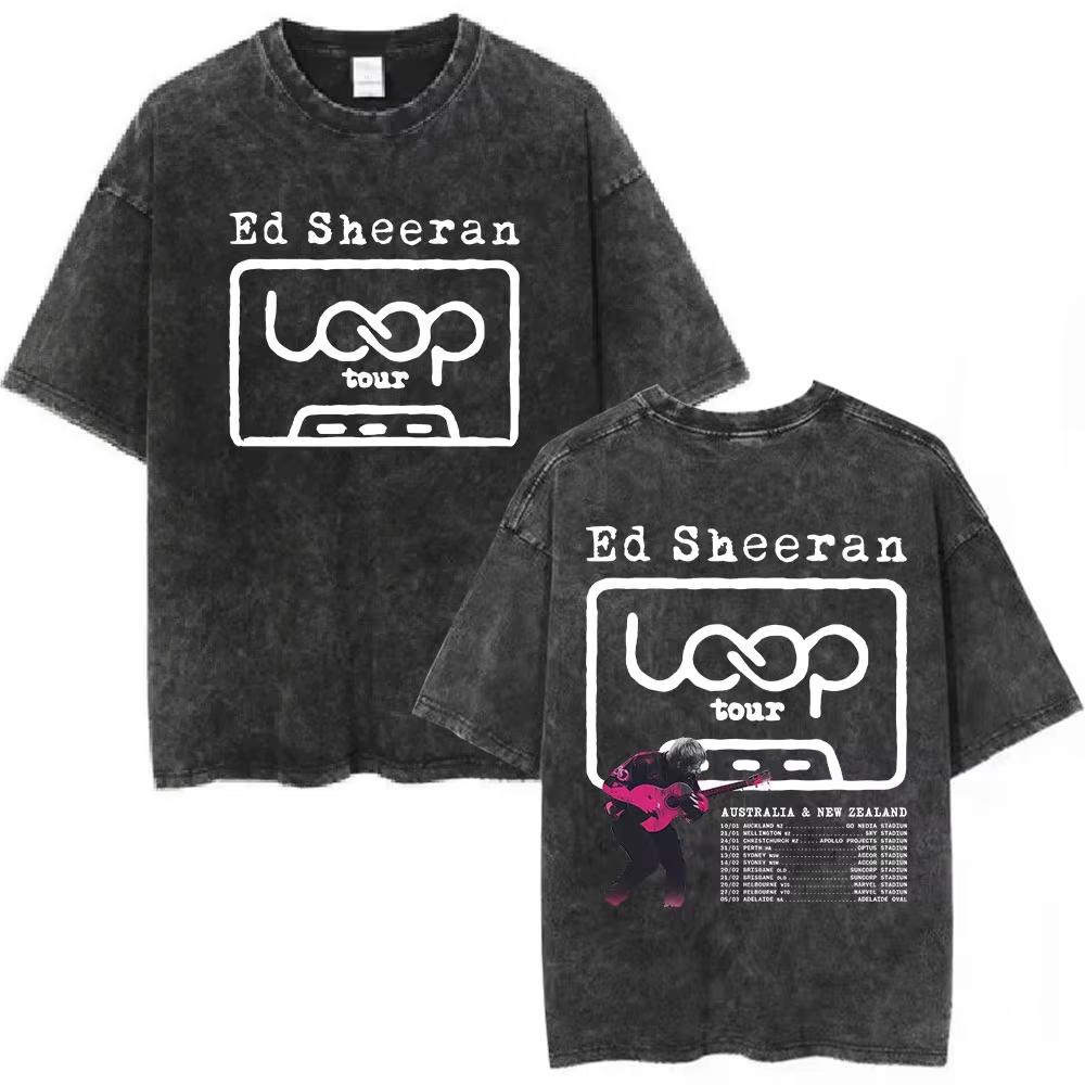 2026 New Retro Pop Song Inspired Print Washed Cotton Tshirt Casual Streetwear Top