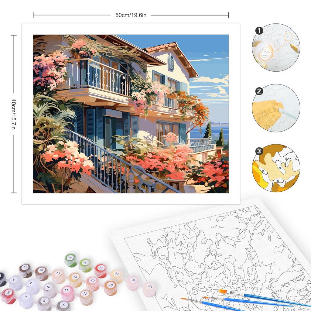 RUOPOTY Pittura a olio con i numeri Paesaggi Immagini fai da te con i numeri Kit di paesaggi domestici Disegno su tela Decorazioni per la casa dipinte a mano