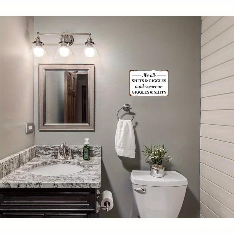Humorous 'It's All Shits and Giggles Until Someone Giggles and Shits' Metal Bathroom Sign - Vintage-Inspired Wall Decor, 8x12 In