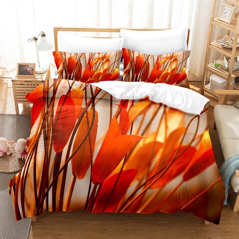 Colorful Leaves Bedding Sets Plants Duvet Cover Boys Girls Duvet Cover Set King Quilt Cover Bedroom Bed Set Queen Bedding Set