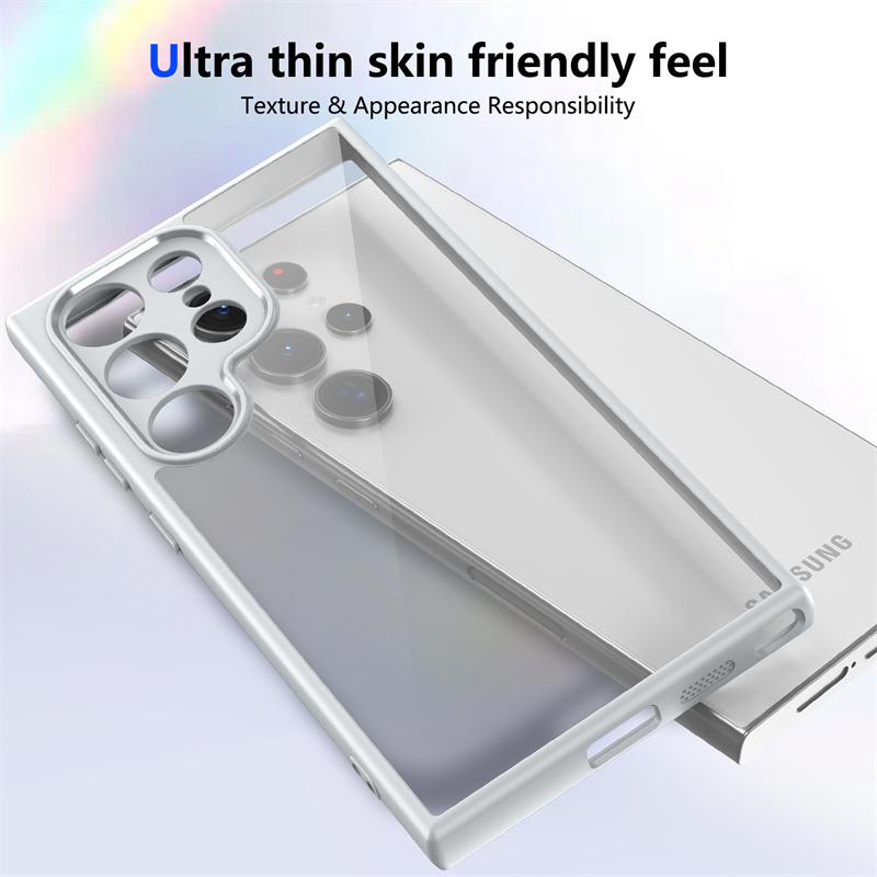 Transparent Soft Frame Hard PC Armor Phone Case For Samsung Galaxy S25 S24 Ultra S23 S22 Plus S20 S21 FE Camera Protection Cover