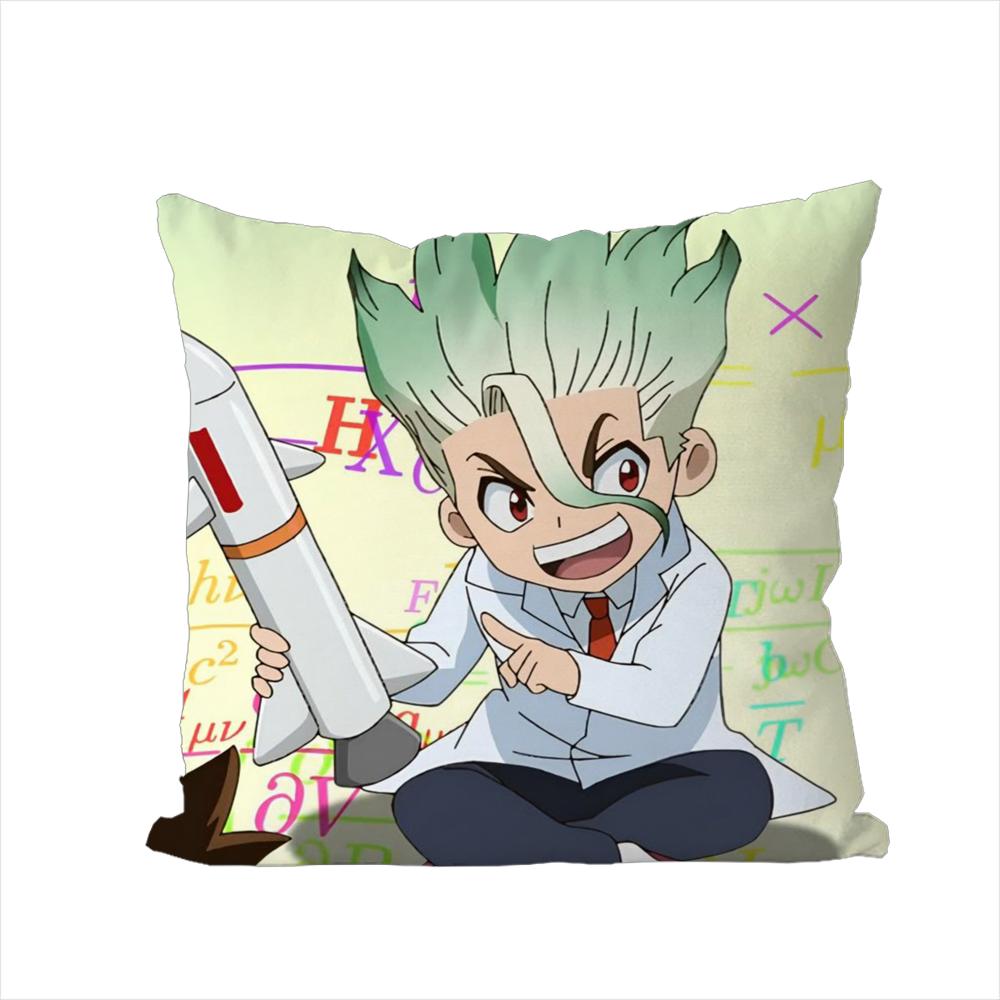 Anime DrSSTONE Kissenbezug Für Auto Sofa Dekorativ Zuhause Zweiseitiger Druck Plüsch Quadratisch Wurfkissen Kissenbezug