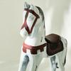 Nordic Retro Distressed Wooden Rocking Horse Ornament for Home and Children's Room Decor.