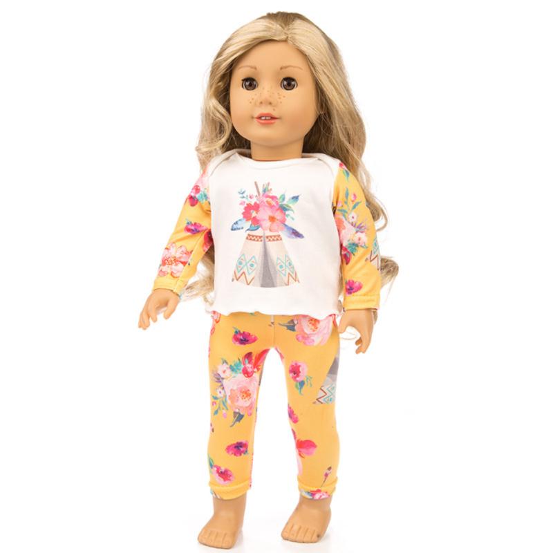Cute Printing Pajamas Suit Doll Clothes for 18 Inches Girl Doll Accessories Kid's Birthday Gift