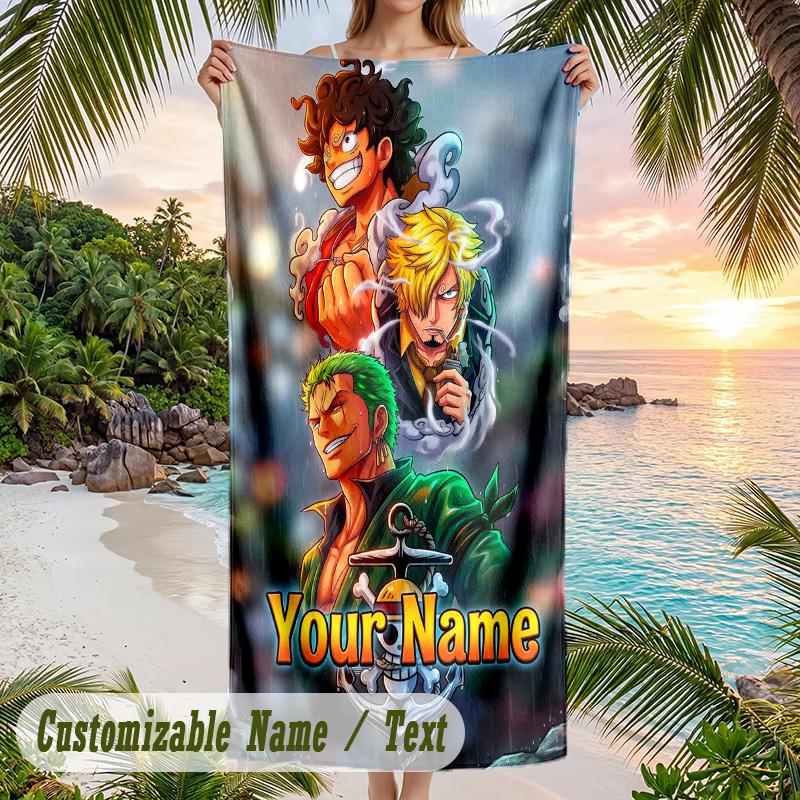 One Piece Beach Towel, Personalized Custom Name Text, Quick Dry Large Absorbent Towel For Beach Pool