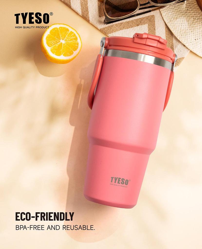TYESO Stainless Steel Insulated Sports Water Bottle - Large Capacity, Handheld, Car-Friendly