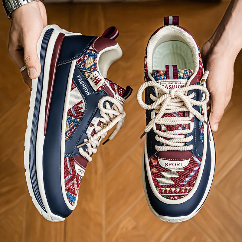 Mens Shoes Summer Breathable Embroidered Casual Sports Board Shoes Trend Versatile Heightening Sneakers Mens zapatos de hombre