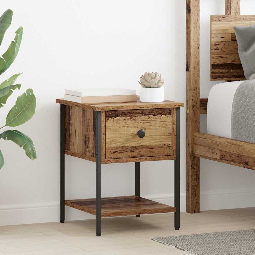 Nightstand Set of 2 Reclaimed Wood Look 34 X 35.5 X 45 Cm Engineered Wood