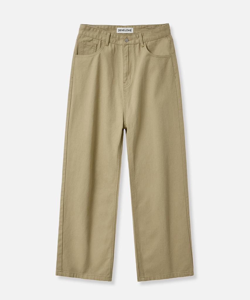 Dibellobeu Essential Mood Semi-Wide Cotton Pants_Beige