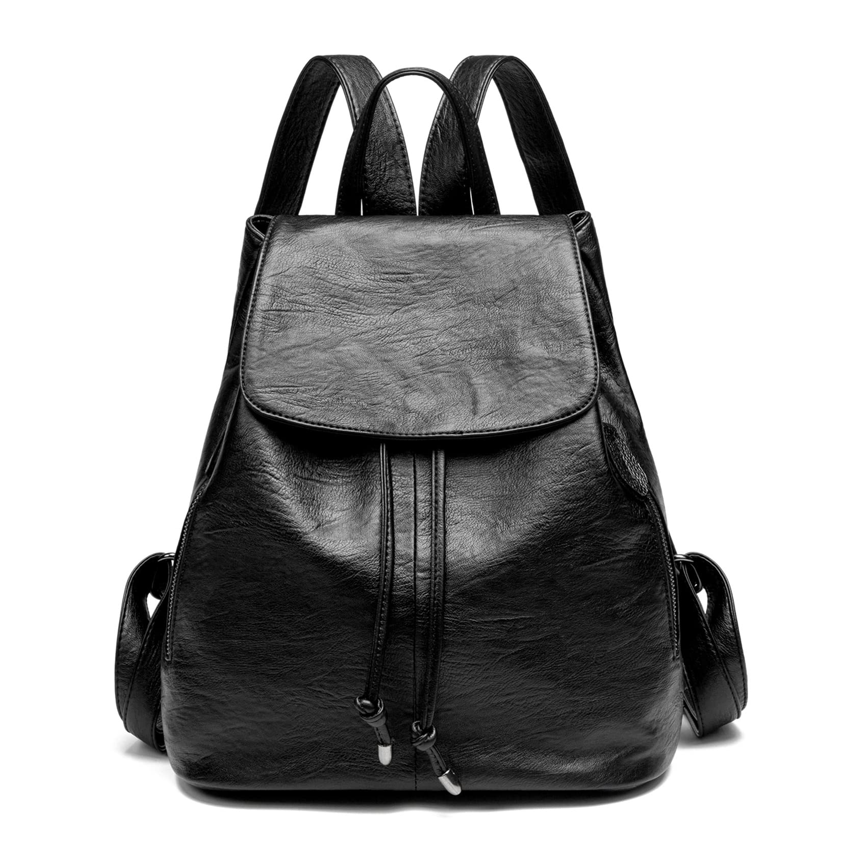 

ПУ кожа Можно носить на обоих Большой Большой Бизнес День Подарок [Cosylive] Женский рюкзак, Рюкзак, На плечо, Двусторонний рюкзак, Открытие, Шнурок, чёрный