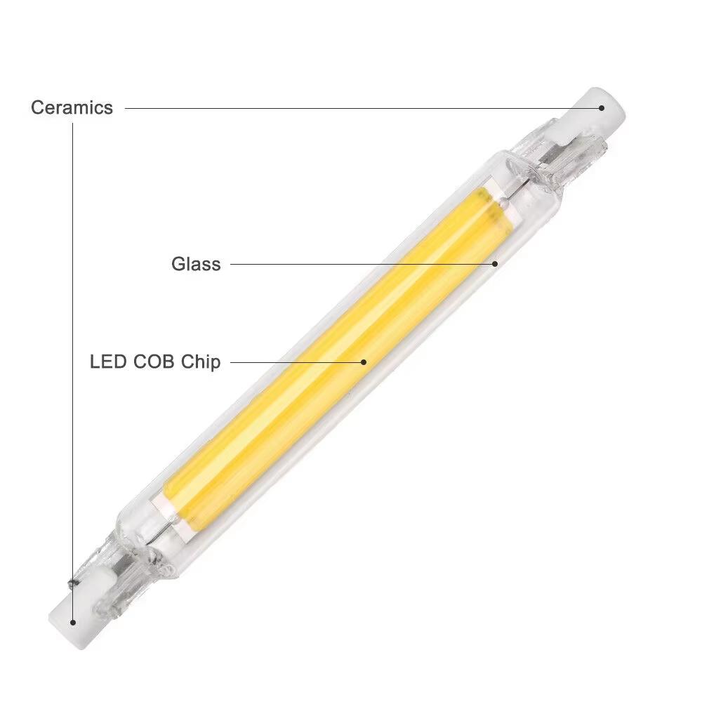 1-10Pcs Dimmable R7S COB LED Glass Tube 78MM 118MM 7W-30W LED Light Bulbs J78 J118 AC110V-220V LED Lamp Warm/White/Neutral Light