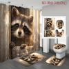 4Pcs Shower Curtain Set with Non-Slip Bath Mat, Toilet Lid Cover, Contour Rug & 12 Hooks, Bathroom Decor