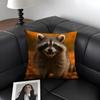 Raccoon Cute Cushion Cover Natural Linen Organic Fabric DoubleSided Printing Sofa Home Decor Gift Pillow Case