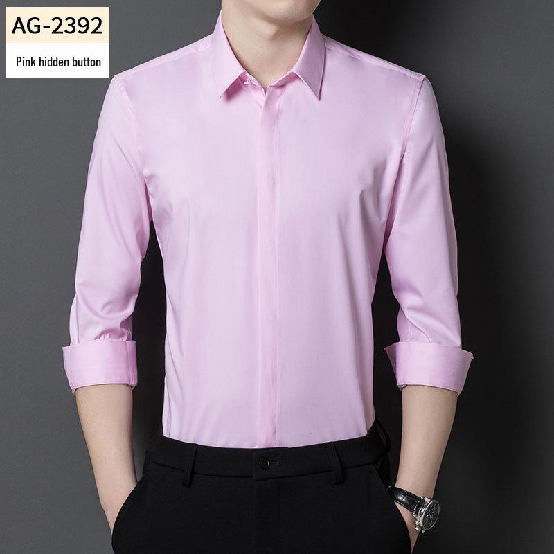 Men's Bamboo Fiber Long-Sleeve Non-Iron Stretch Business Casual Shirt