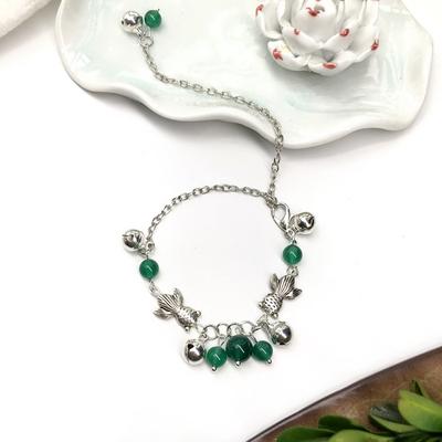 Fish Chasing Handmade Retro Agate Bell Bracelet Ethnic Style Literary Small Fresh Women's Pearl Anklet Accessories