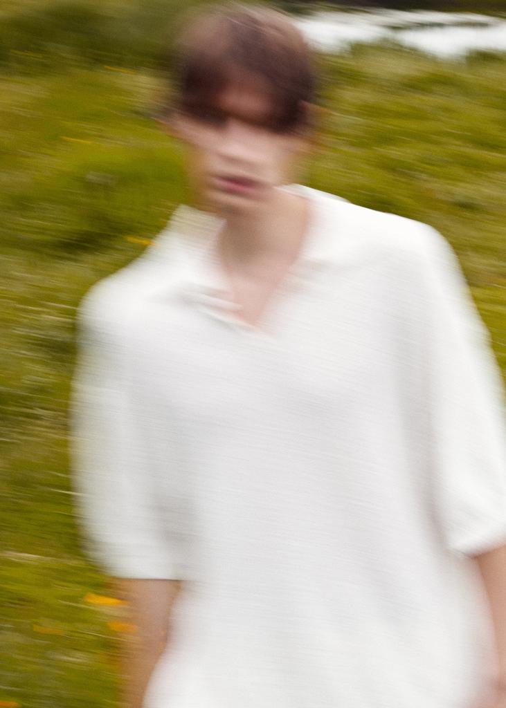 UMARMUNG Cotton Boucle Open Collar Pullover_Ivory