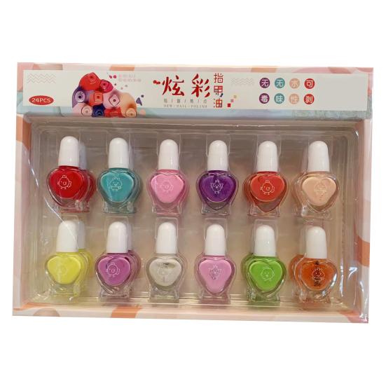 24-teiliges Kinder-Nagellack-Set, geruchsarm, schnell trocknend, abziehbar, sicher, sanftes Nagellack-Maniküre-Zubehör