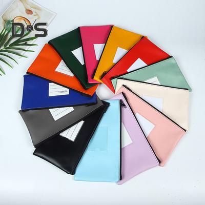 Bank Wallet Zipper Bag Zipper Closure Faux Leather Pockets Cash Cards Keys Storage Pouch Office Supplies