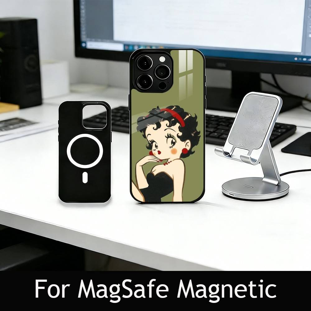 Be-Tty Boo-P Phone Case For iPhone17,16,15,14,13,12,11 Plus,Pro Magnetic with Magsafe Wireless Charging