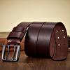 4.3Cm Wide Thick Real Cowskin Genuine Leather Belt For Men High Quality Casual Male Belt Double Pin Buckle Cowboy Business Strap