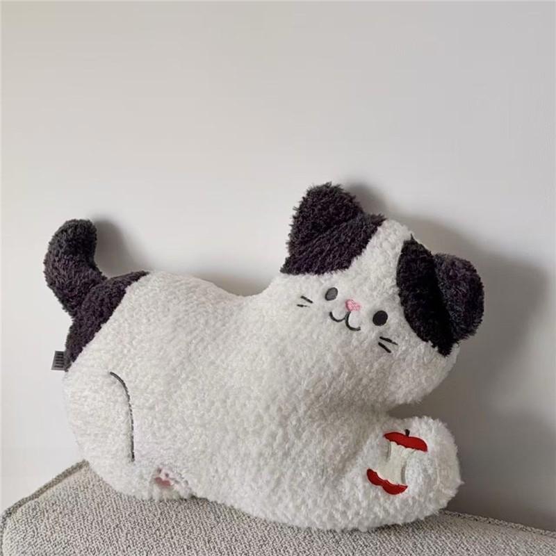Cat Plush Cushion With Embroidered Cartoon Design For Living Room Decor