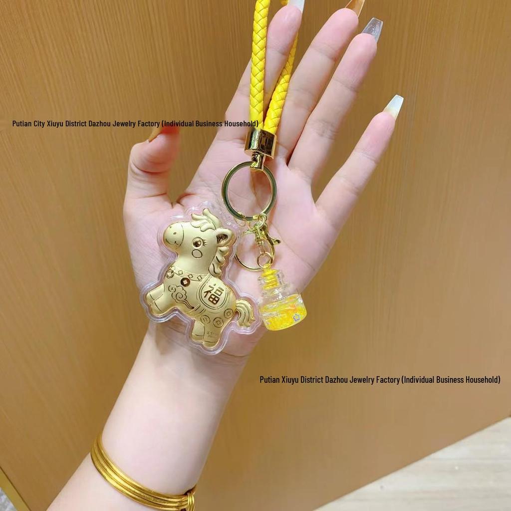 999 Pure Gold Wealth-Attracting Mobile Charm Keychain