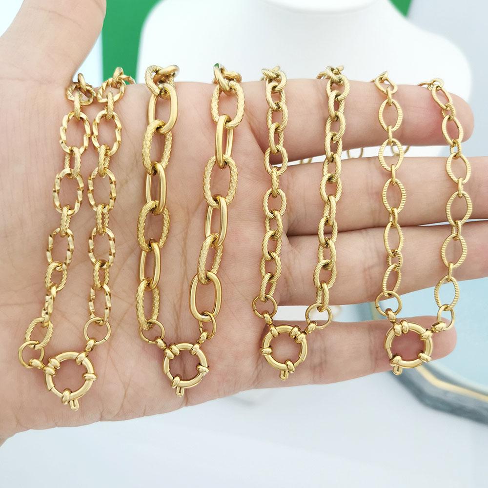 Segler Federverschluss Halskette Damen Herren Choker Edelstahl Geometrisches Glied Gedrehte Kette Rolo PVD Gold Silber