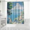 Coastal Cityscape Shower Curtain - Polyester Decor, Vibrant Beach Town Artwork, All-Season Use, Artistic Bathroom Accessory