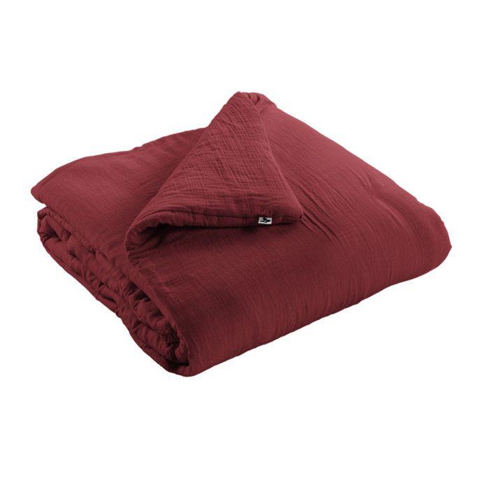 Edredon ou Bout de lit "Gaïa" toutes dimensions "Gaze de Coton" - Gaia Lie de Vin - 180 x 240 cm