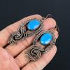 Blue Chalcedony 999 Copper Wire Wrapped Earrings, Handmade Gemstone Earrings Jewelry, Gifts For Wife Brand New Earrings