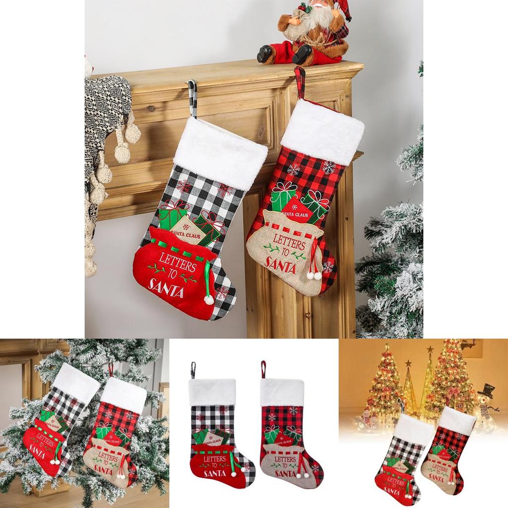 Beautifully Crafted Christmas Stocking Candy Bag With Unique Embroidered Details For Festive Decor