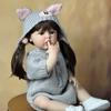 BZDOLL 55 CM Reborn Full Vinyl Body Baby Girl  Lifelike Realistic 22 Inch Doll Long Brown Hair Princess Toddler Bebe Birthday Gift