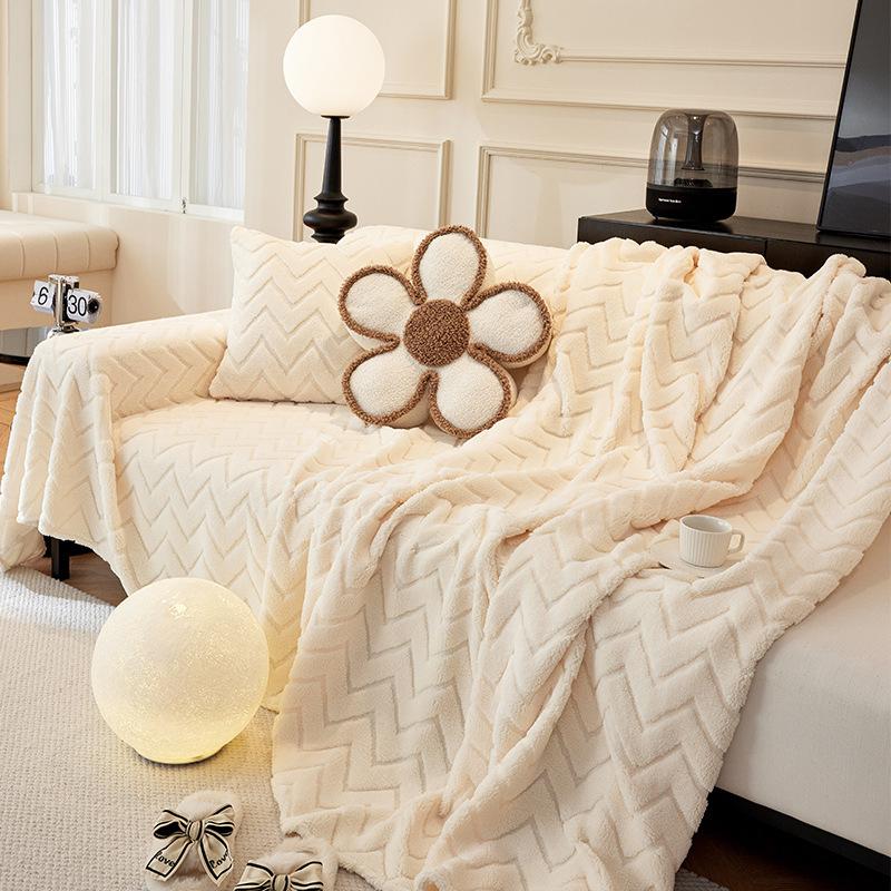 Soft Cotton Wool Shampoo-hair Towel Plush Thickened Sofa Cover Winter Simple Sofa Cover Sofa Blanket