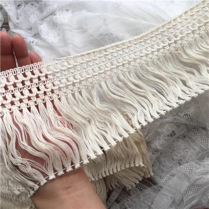 NEW Beige Crocheted Cotton Tassels Lace DIY Curtain Brow Sofa Set Hem Handmade Crafts Puppet Show Clothing Production Materials